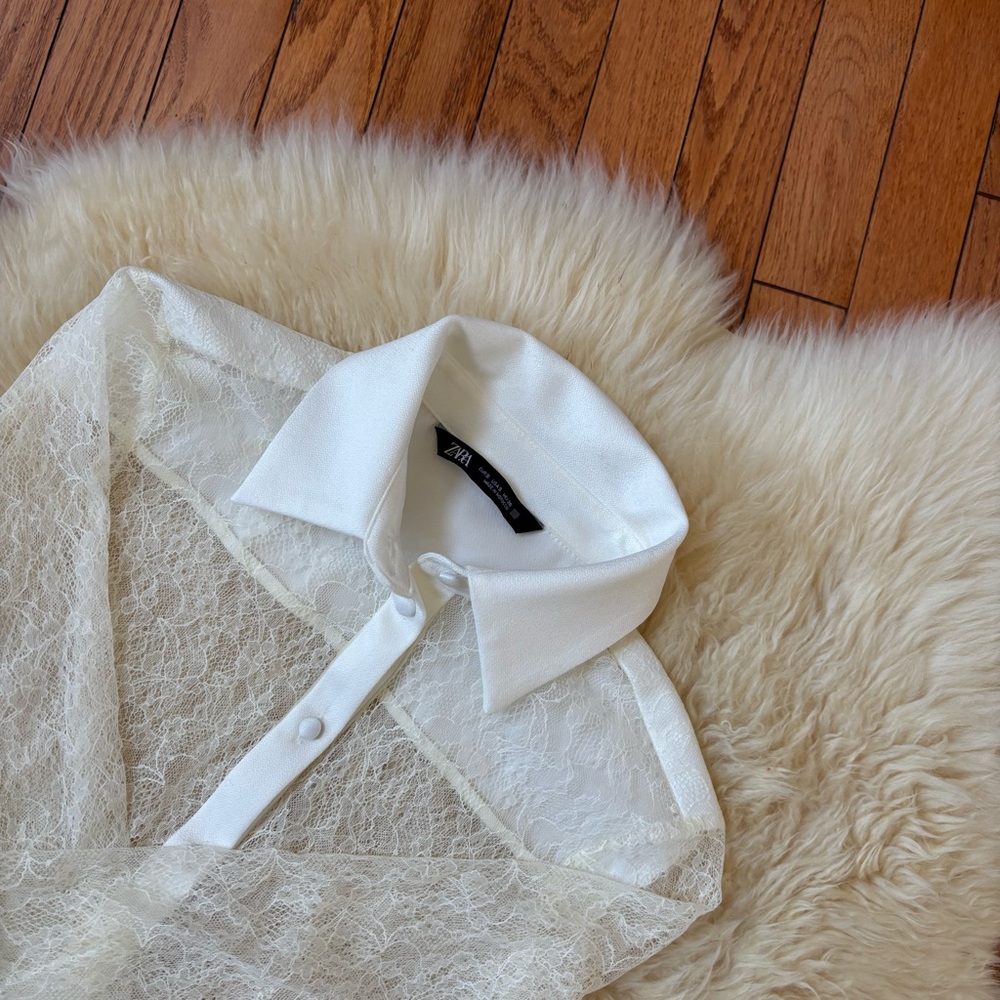 Zara Lace Button Up Top